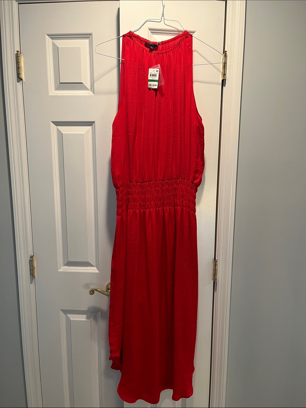 Alfani Red Smocked Bodice Maxi Dress
